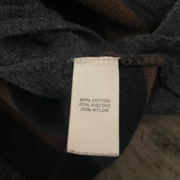 Hinge | Nordstrom Poncho Sweater Oversized V-Neck Boho Top Charcoal Brown XS / S - Picture 15 of 16